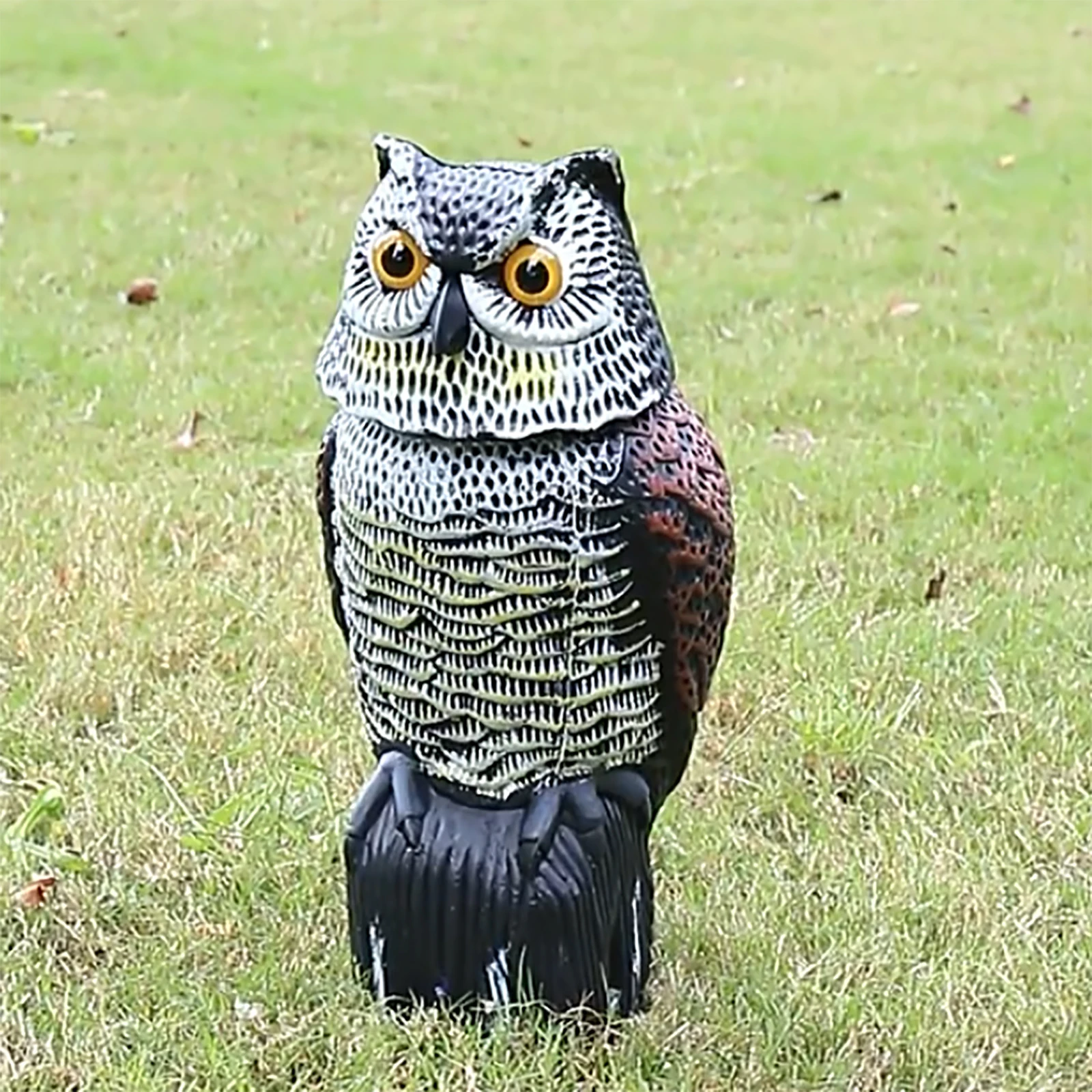 

360° Rotating Head Owl Hunting Decoy Protection Repellent Bird Pest Control Scarecrow Garden Yard Decoration Outdoor Bird Scarer