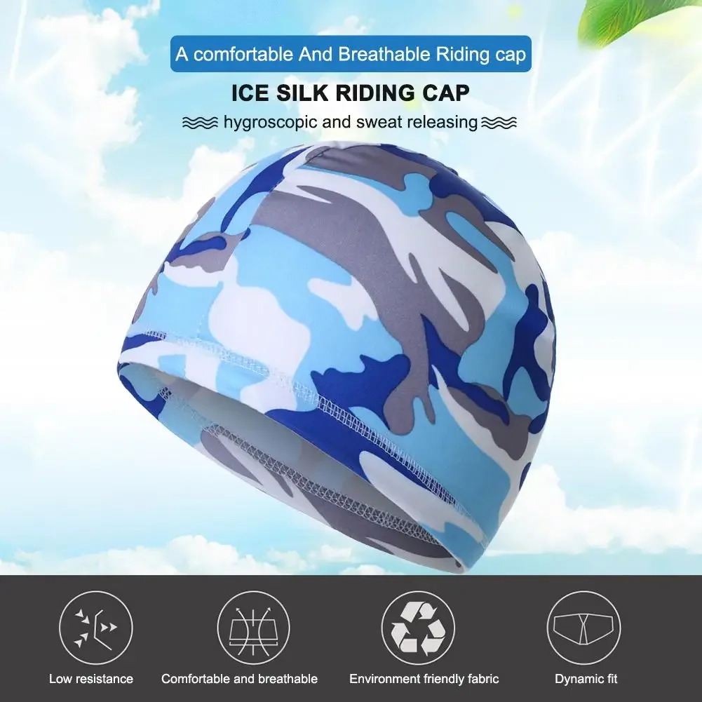 Men Cycling Cap Cooling Skull Beanie Cap Breathable Sweat Adsorption Cycling Helmet Running Quick Dry Hat Elastic Sunscreen Cap