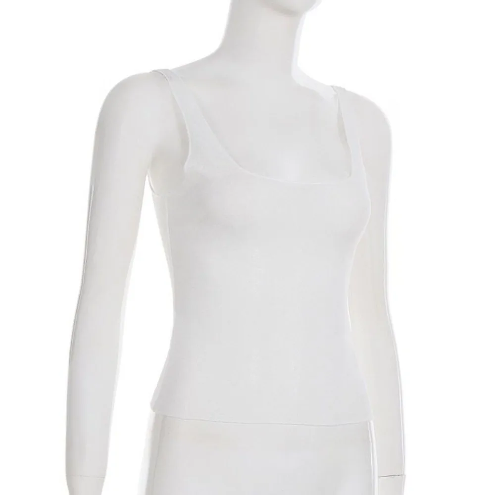 Y2k Accessories Transparent Mesh Tank Top Solid White H-Shape Vest Slim Fit Top See Through U-Neck Crop Top Women