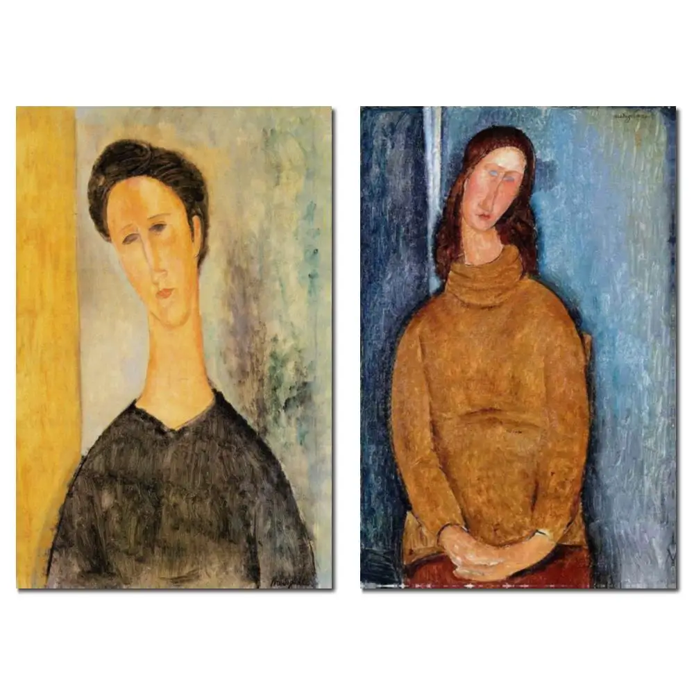 Amedeo Modigliani Oil Painting Jeanne Hebuterne with Scarf Woman Portrait Reproduction for Living Room Decor