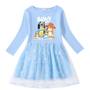 Bluey Girls Family Animationskleid, Charakterperipherieger, Bingo, Hundemuster, Stern, Mond, Maschen, Prinzessin, Frühling, Herbst, neu 6 Hauptverkäufe Masha Kleid - №3