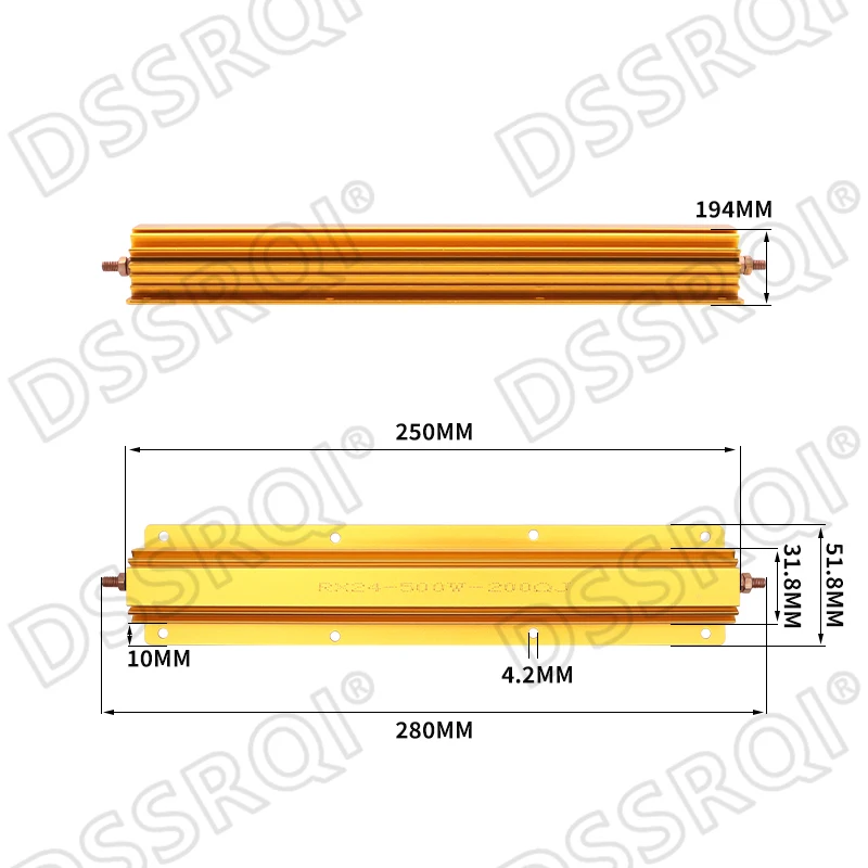 500W RX24 Aluminum Power Metal Shell Case Wirewound Resistor 0.1R ~ 500R 0.1 0.5 1 2 4 5 8 10 12 50 100 200 500 ohm resistance