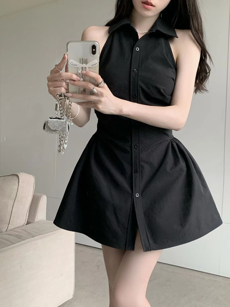 Tunica senza maniche a-line Dress donna elegante estate elegante femminile temperamento solido stile coreano Casual Harajuku Vestidos Street