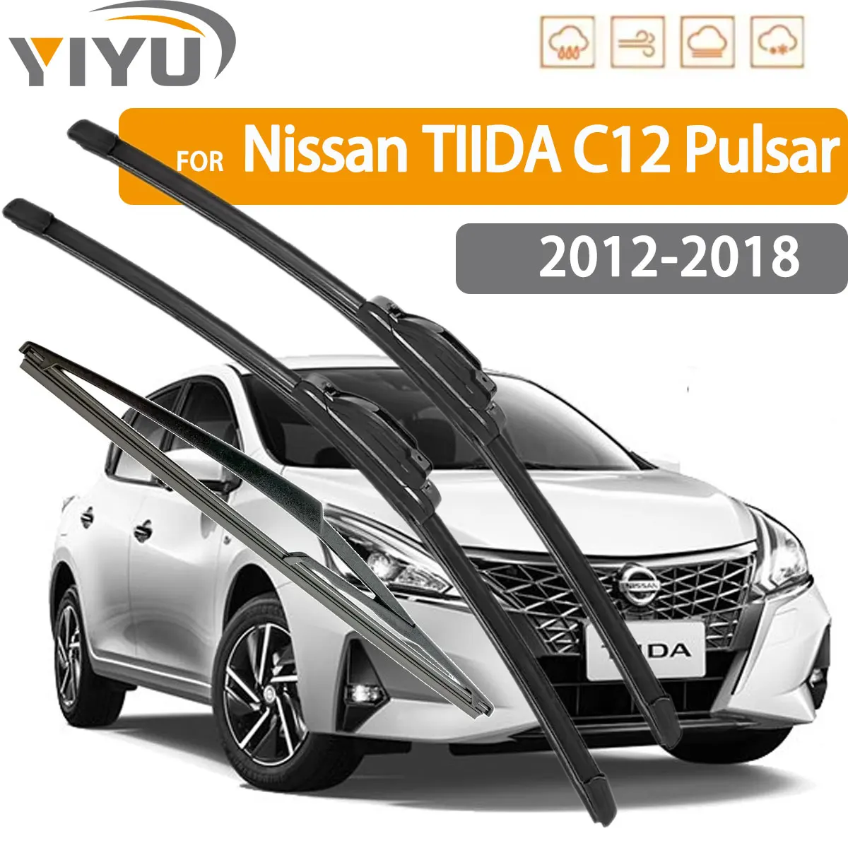 

3PCS Car Wiper For Nissan TIIDA C12 Pulsar 2012-2018 Front Rear Wiper Blades Brushes Auto Windscreen Window Accessories