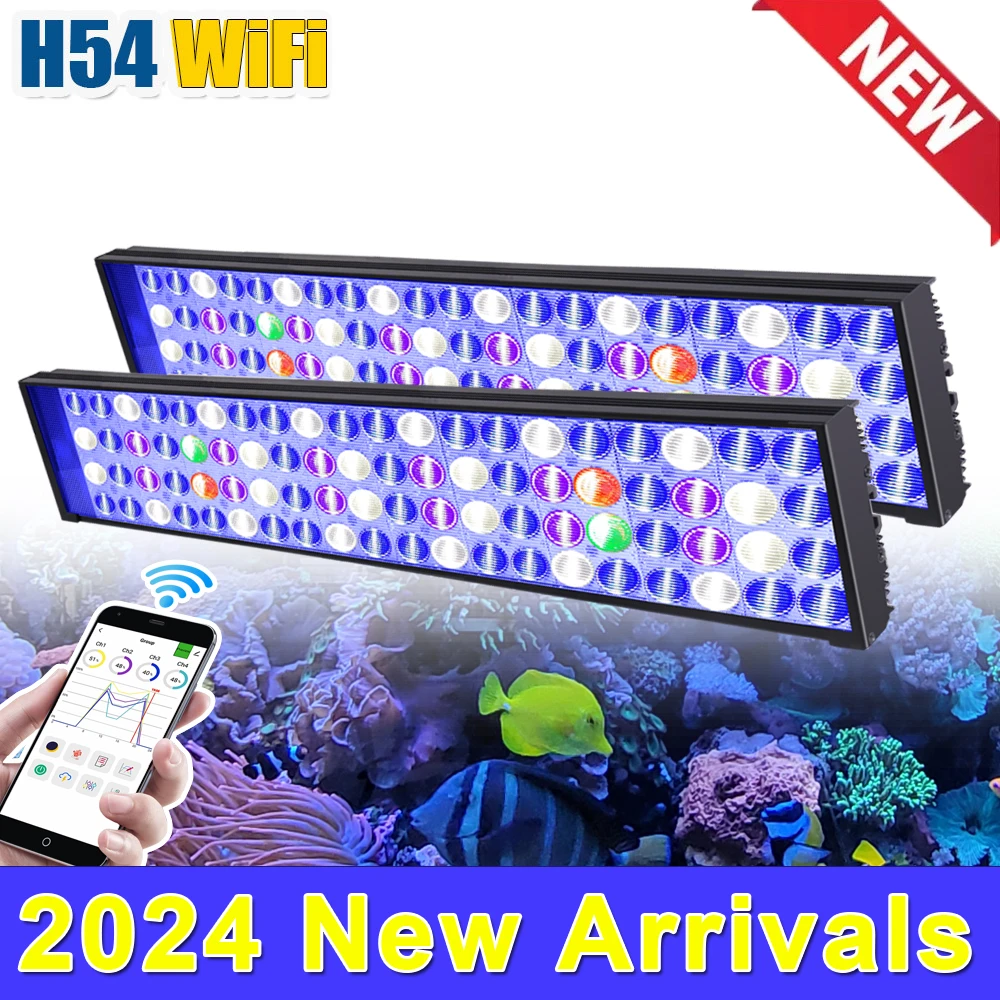 PopBloom WiFi Full Spectrum LED Aquarium Lamp Smart Program Marine Aquarium Lighting for Fish Tanks, LPS,SPS,Reef,Coral