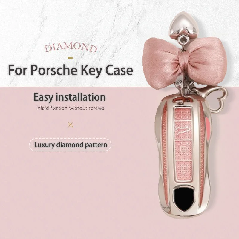 Luxury Diamond Pattern TPU for Porsche Panamera Spyder Carrera Macan Boxster Cayman Cayenne 911 981 991 Car Key Case Cover Fob