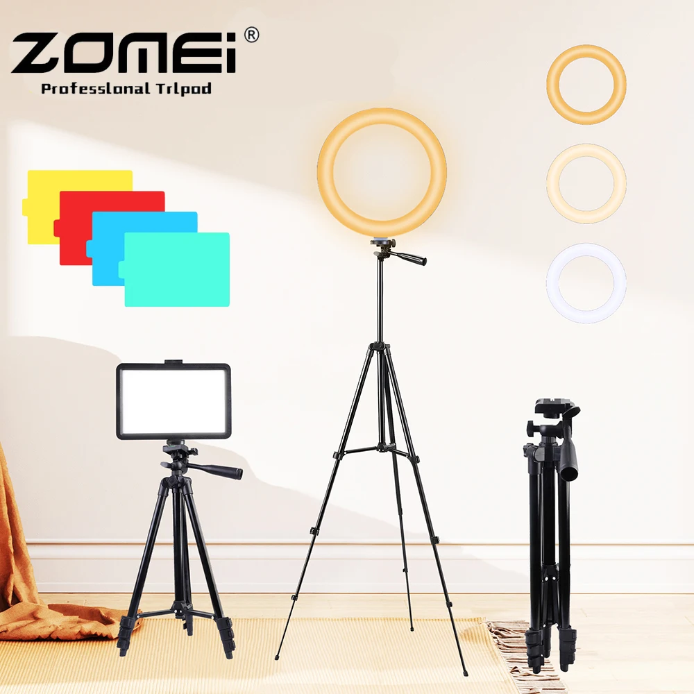 

Wholesale ZOMEI YT53 Tripod Lightweight 130cm with 6 inch Led Selfie Ring Light Panel Fill Lamp Photography Lighting Phone Clip