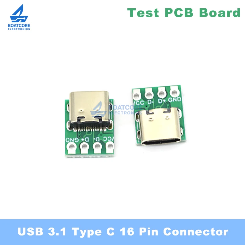 1/5/10PCS USB 3.1 Type C 16 Pin 16P Test PCB Board Adapter Connector Socket For Data Line Wire Cable Transfer
