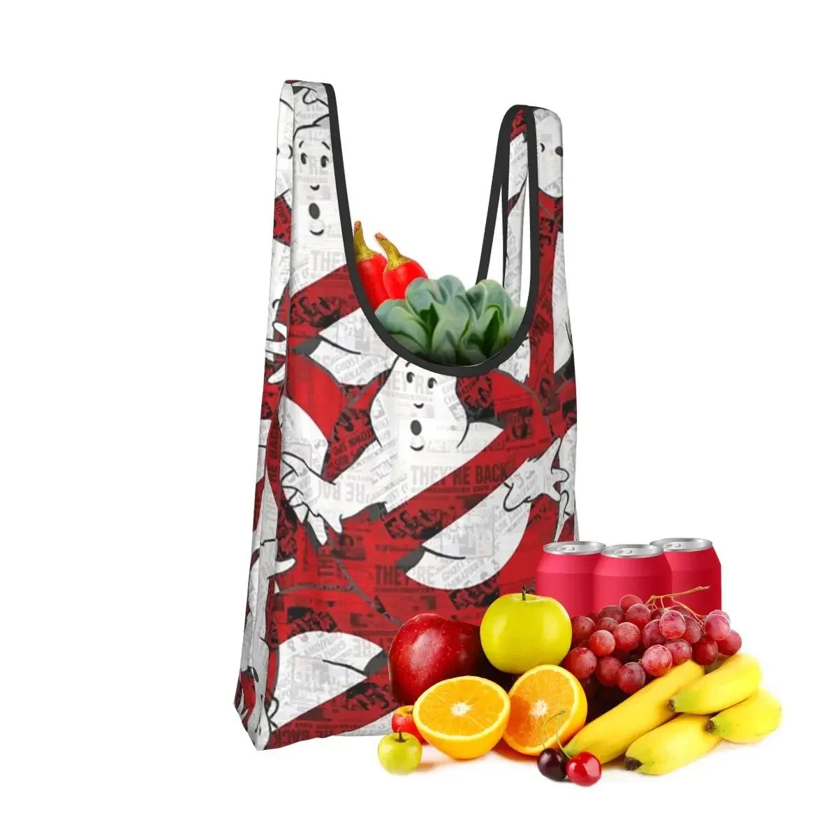 The GhostBusters Logo Pattern Portable Tote Shopping Bags Large Capacity Shopper Bag Grocery Handbag Shoulder Bag