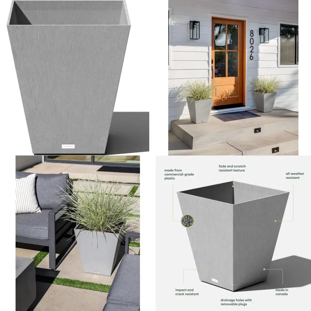 

Large All-Weather Durable Plastic Planters for Indoor and Outdoor Use with Drain, Ideal for Porch and Patio Areas