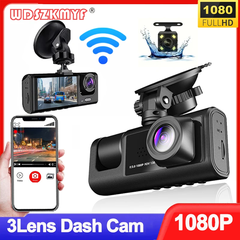 3 Channels Dash Cam for Car Camera 1080P Video Recorder WIFI Car DVR Rear View Camera Night vision Black Box Car Assecories