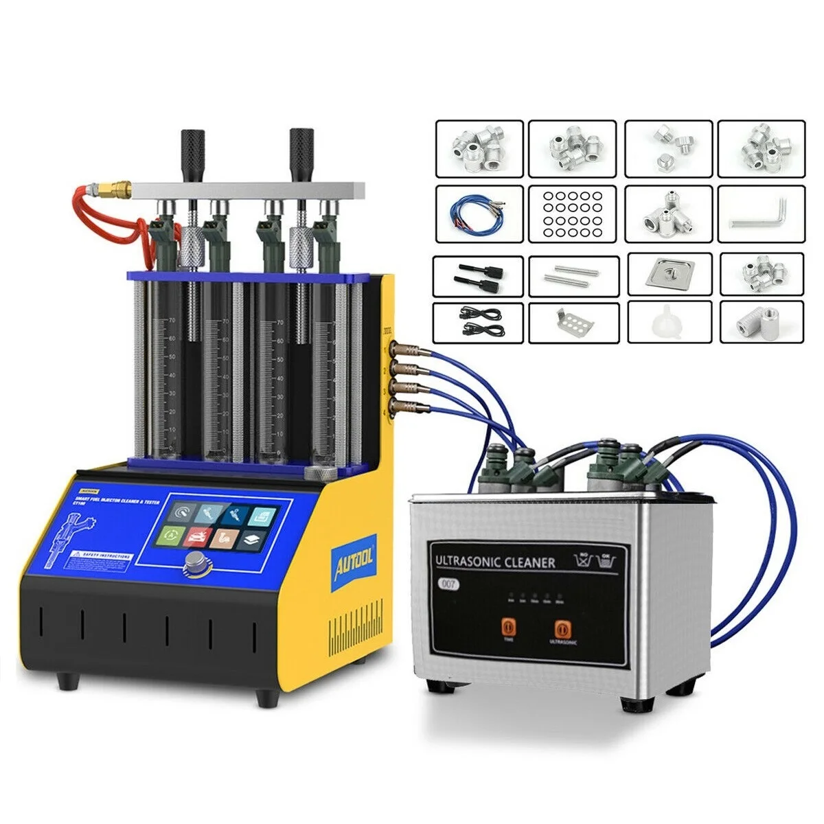 AUTOOL CT180 Intelligent Upgrade Fuel Injector Tester Cleaning Machine 4 Cylinders Injector Ultrasonic Cleaner