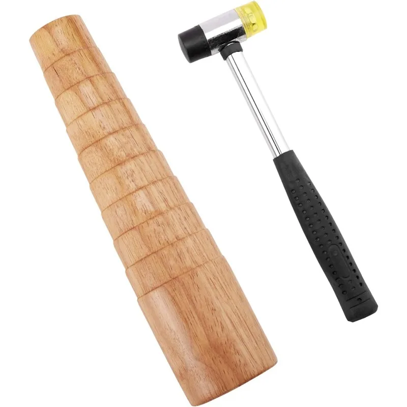 

1 комплект наборов ювелирных инструментов с деревянным браслетом, оправкой для определения размера браслета и стальной ручкой, установленными двусторонними резиновыми молотками