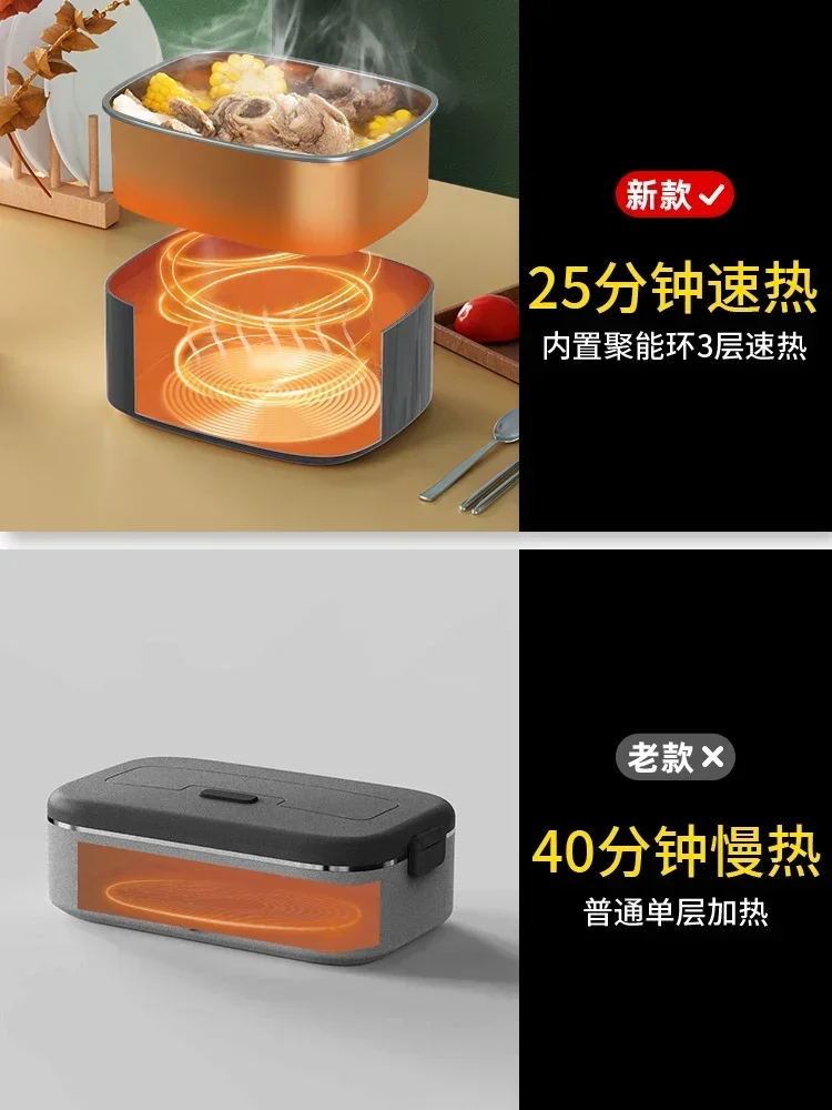 12v24v car heating lunch box large truck small microwave oven rice cooker, cooking pot plug in and keep warm to make hot meals view 2