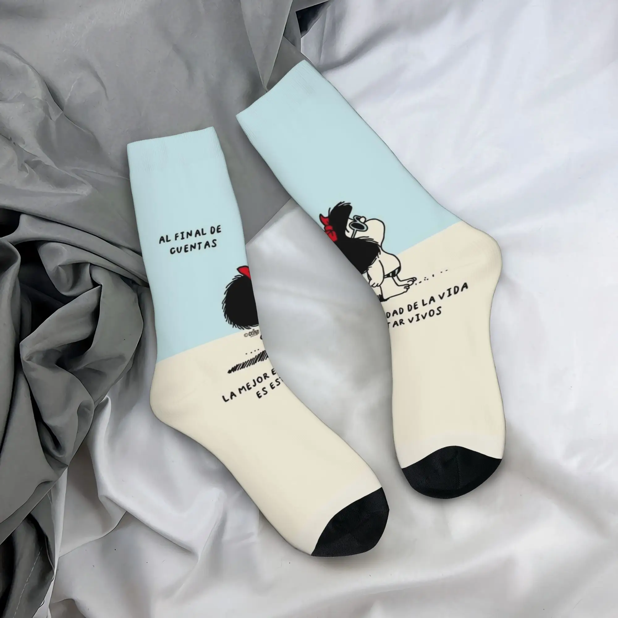 Custom Kawaii Mens Humor M-Mafalda Dress Socks Unisex Breathbale Warm 3D Printing Cartoon Quino Manga Crew Socks