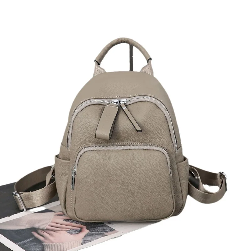 Small Real Cow Leather Backpack Anti-theft Ladies Travel Bag Casual Genuine Leather Bagpack