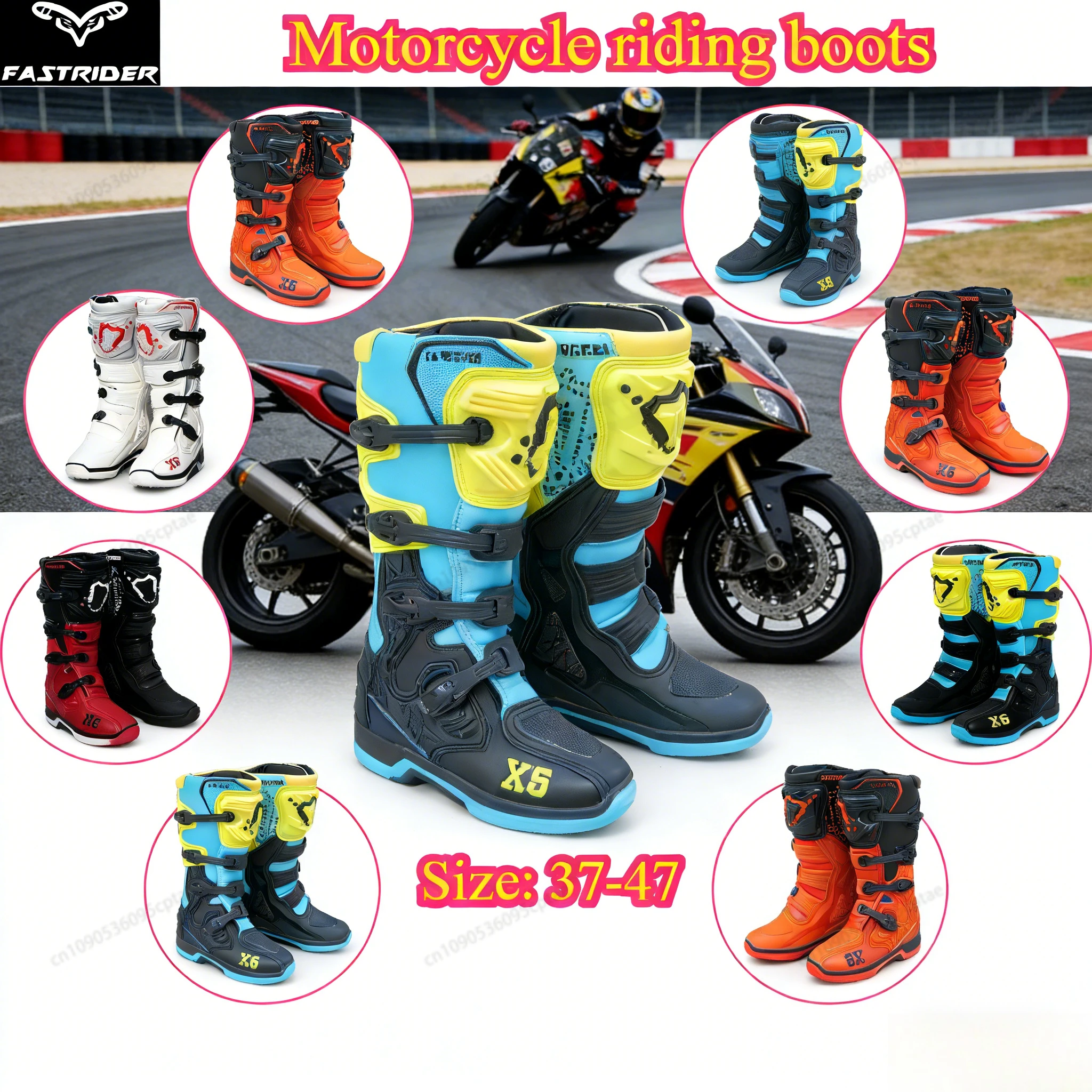 

Мужские и женские мотоциклетные ботинки до середины икры, защитные ботильоны, мотогонки, мотоциклетное снаряжение для верховой езды, botas de moto