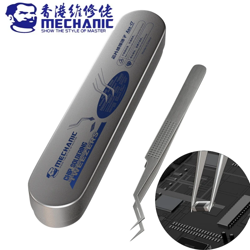 MECHANIC Aax-17 Stainless Steel Tweezers Corrosion-resistant,High Hardness for Soldering and IC Chip Micro-repair Pliers Tools