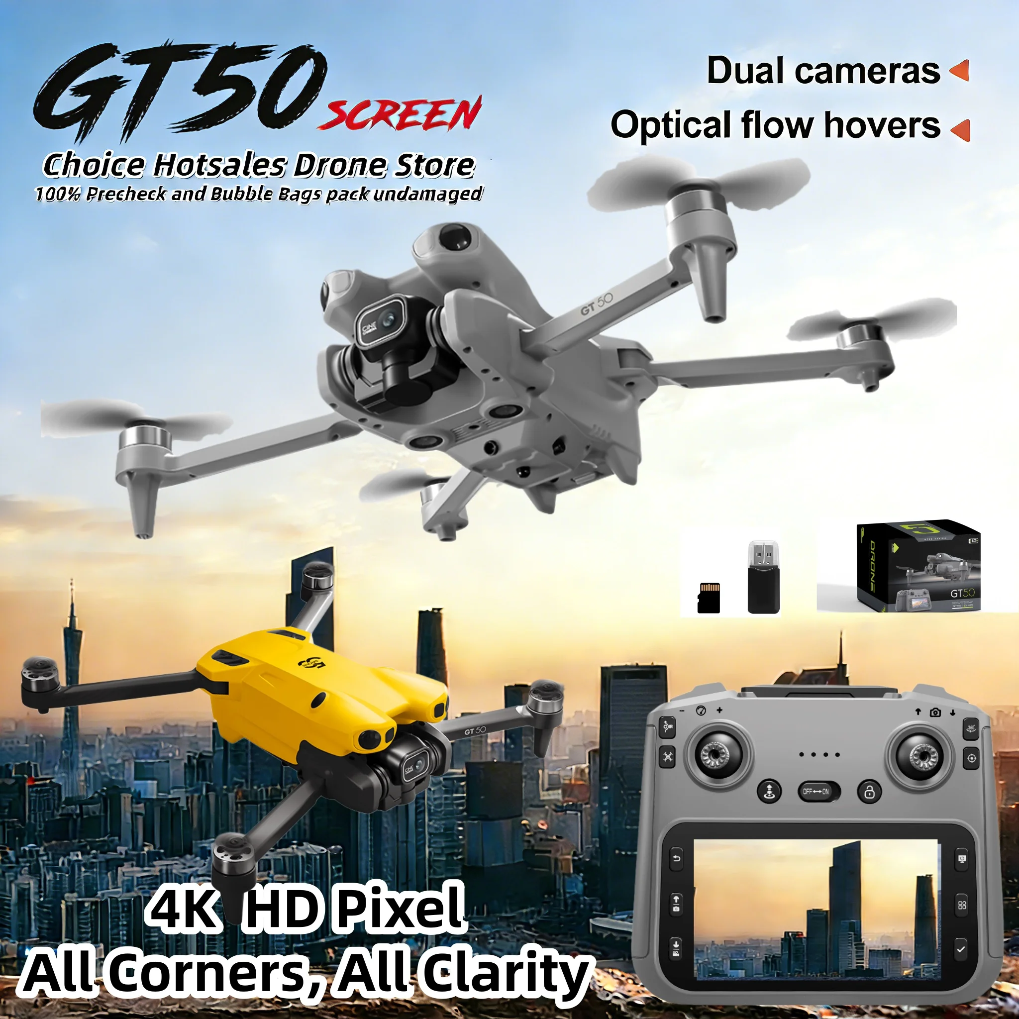 Drone GT50 Pro Factory 360 °   Drone pliable professionnel 8K avec évitement d'obstacles, moteur brushless, photographie aérienne WIFI, jouet