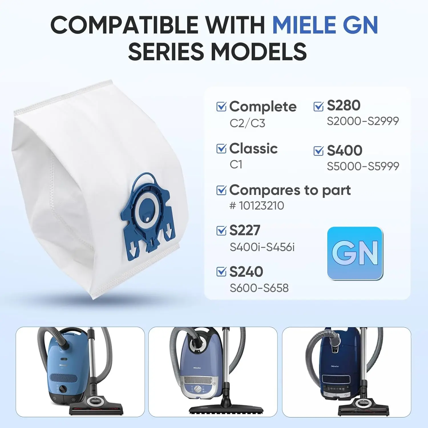 Vacuum Bags for Miele GN HyClean 3D Efficiency Vacuum Cleaner, Complete C3, Complete C2, Classic C1, and S8 S5 S2 Series Vacuum