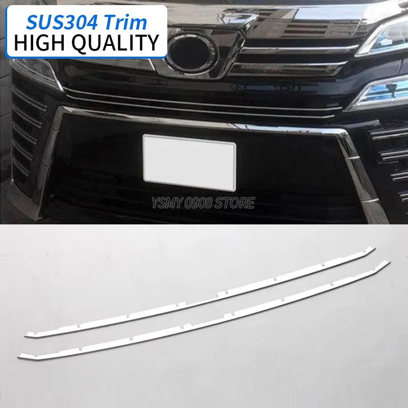 

2 шт./лот, украшение автомобиля, внешние аксессуары, решетка переднего бампера из нержавеющей стали, накладка для Toyota Vellfire 30 2018