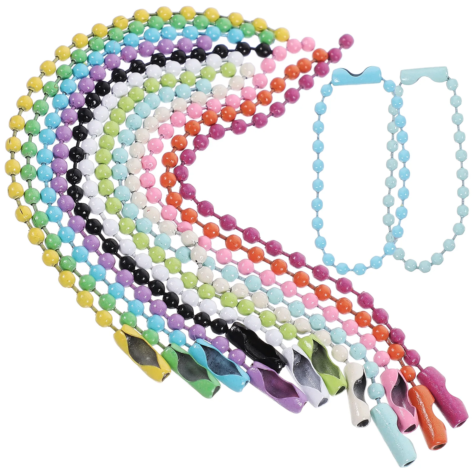 

200 Pcs Bead Chain Tag Keychains Mixed Color Iron Ball Chains for Jewelry Making Bag Charms Pendant Necklace Craft Supplies