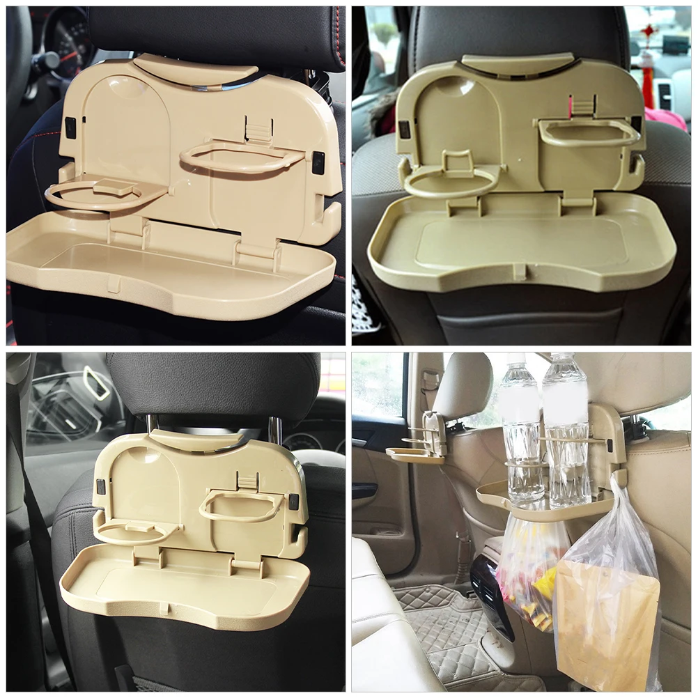 

2 Pcs Car Drink Holder Seat Travel Tray Adjustable Dining Beverage Cup Abs