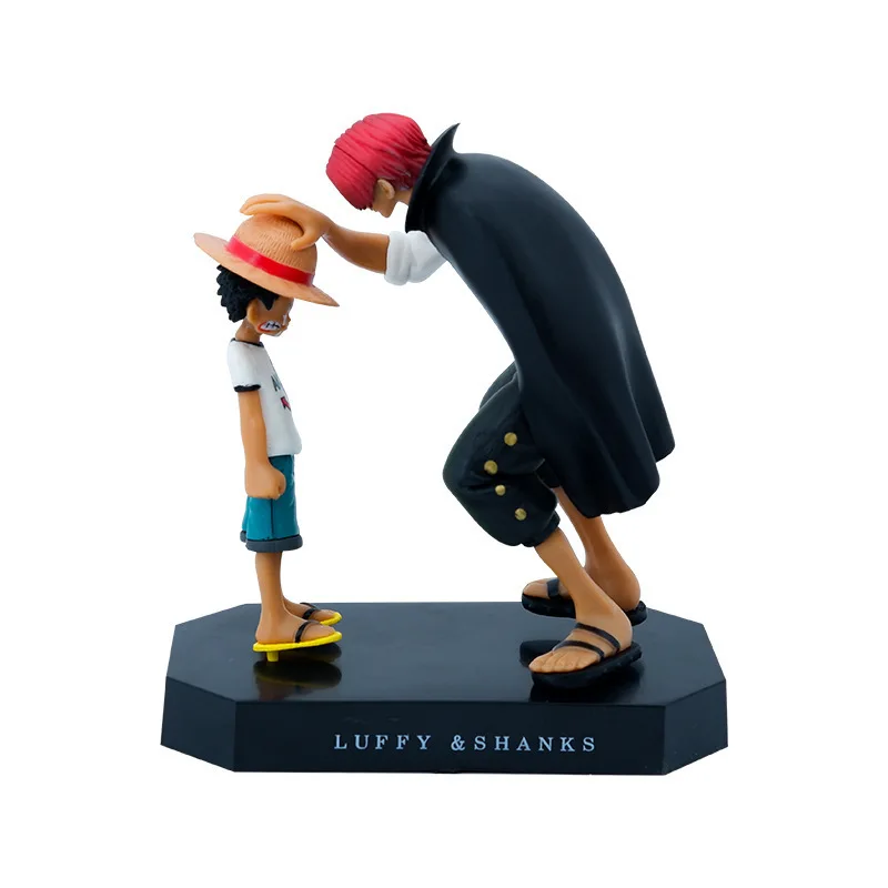 

ONE PIECE Model Luffy Red Hair Shanks Anime Figure Car Scene Head Patting Collectible Toy