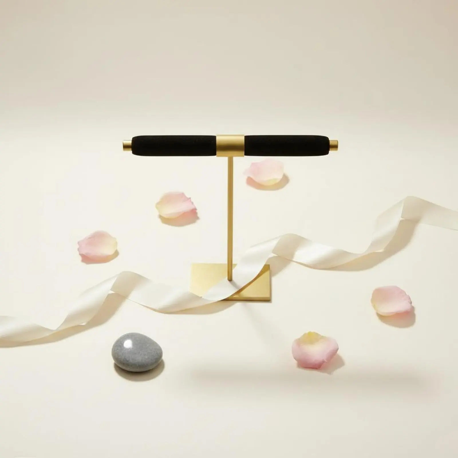 

Stainless Steel Cross-Shape Band Holder Stable Base T-Shaped Bar Jewelry Display Plush Band Stand for Dressing Table