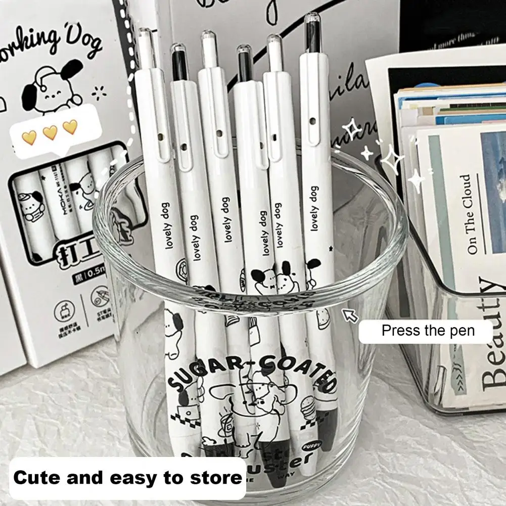 

6 шт., 14 см, гелевая ручка, удобная ручка, пресс-тип, студенческая ручка, гладкая ручка для письма, милая канцелярская ручка, выдвижная для дома, школы, офиса