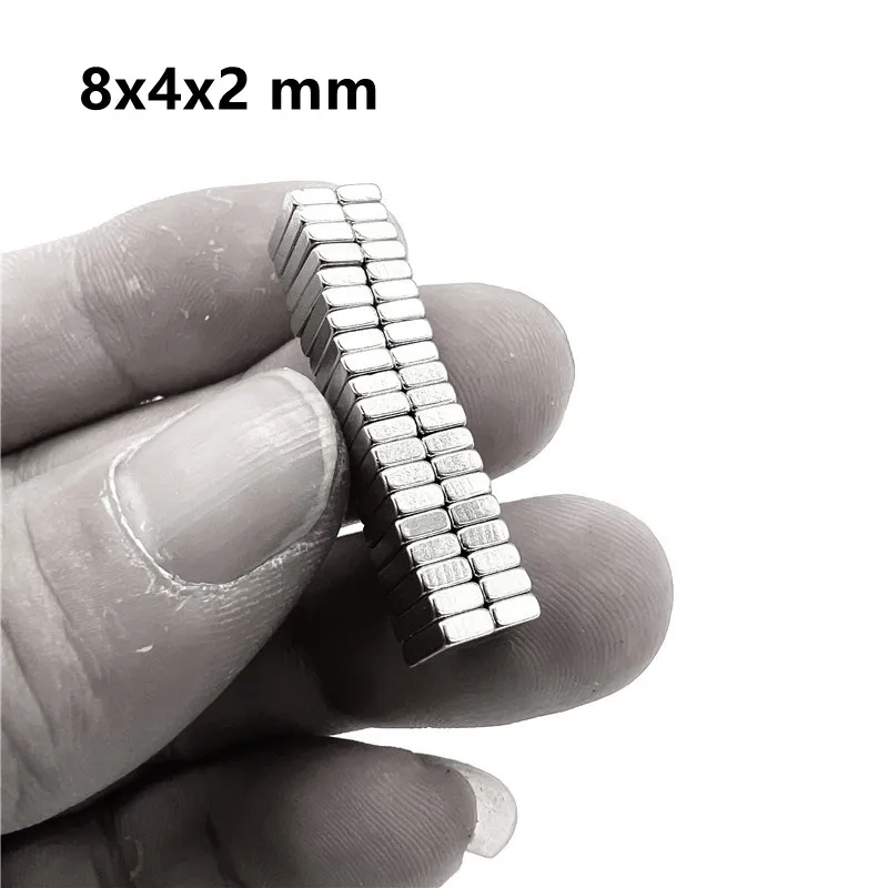 

20~500PCS 8X4X2 mm neodymium permanent magnet 8mm X 4mm Permanent Neodymium Magnet Strong 8x4x2mm Small Block Magnet 8*4*2 mm