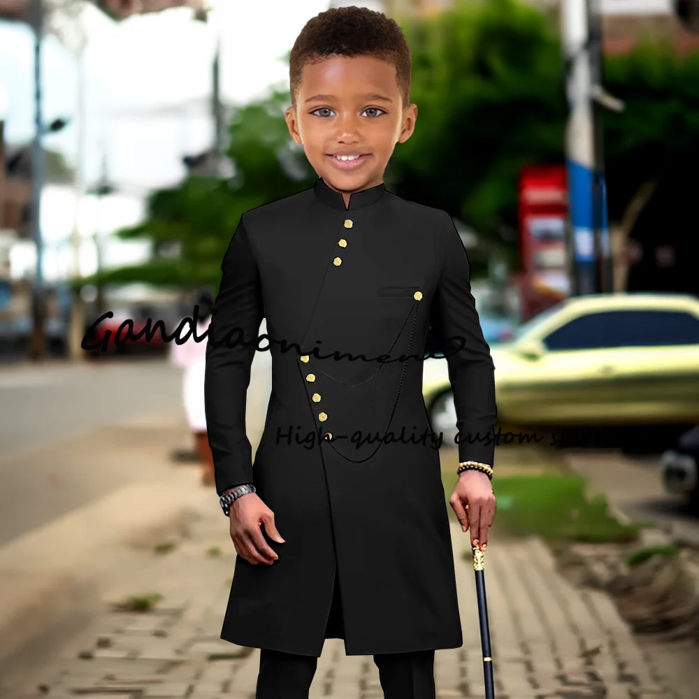 African Style Boys Suit 2 Piece Blazer Pants Formal Single Breasted Clothes Wedding Kids Tuxedo Teen Performance Dress