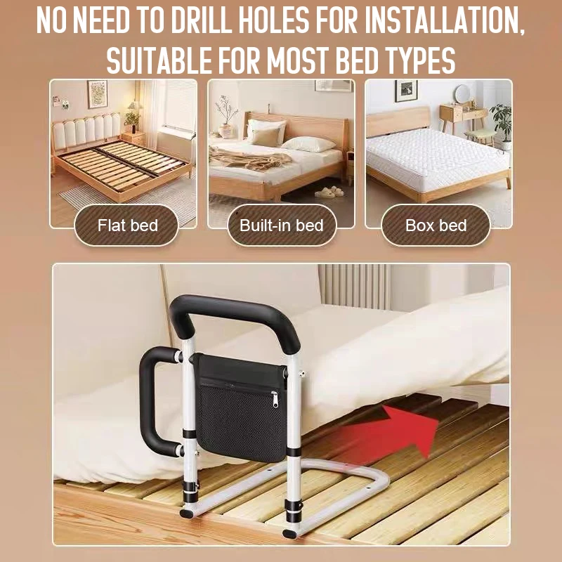 Handrail Handle Hospital Accessories Bed Assist 90 Degree Semiors Adjustable Folding Bedside Support Rails for Elderly Adults view 6