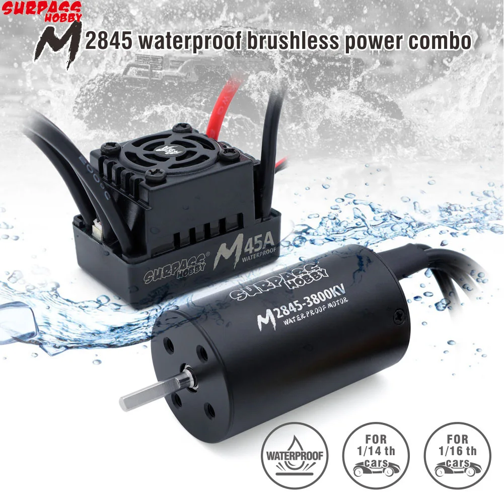 

Surpass Hobby Waterproof Motor M2838 3600KV w/ 35A ESC Or M2845 3800KV w/45A ESC for Wtloys Remo 1/12 1/14 1/16 1/18 RC Car Boat