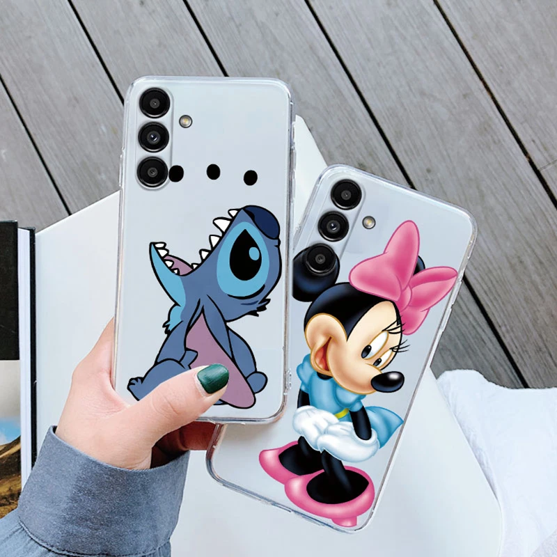 Per Samsung Galaxy M23 M33 5G Custodia per telefono in silicone morbido trasparente Cover posteriore trasparente Topolino Minnie Mouse Daisy Paperino Stitch
