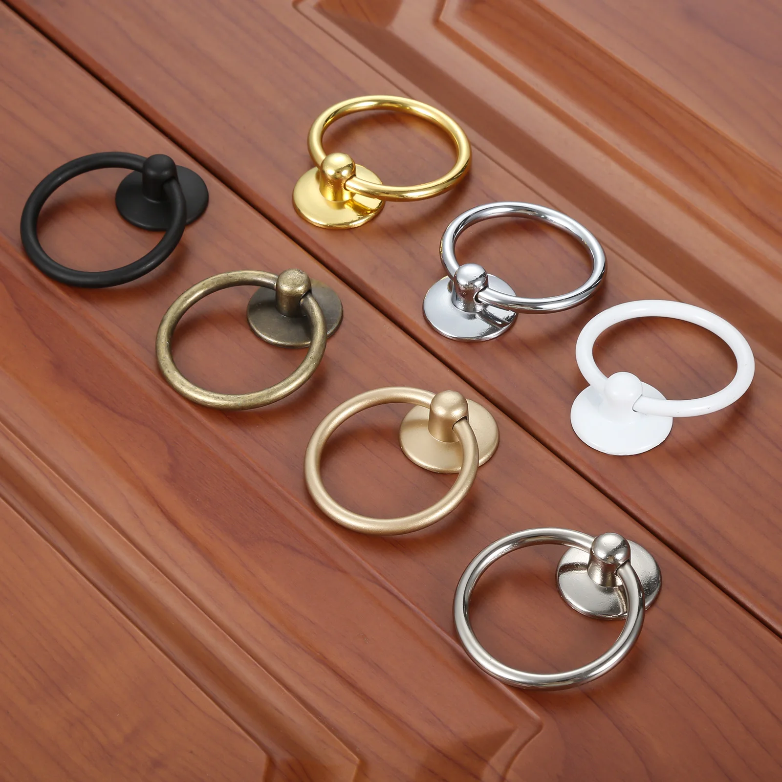 Furniture Door Ring Pulls Handle Knob Jewelry chest Cabinet Dresser Drawer Handles Antique Bronze/Black/White/Silver/Gold/Chrome