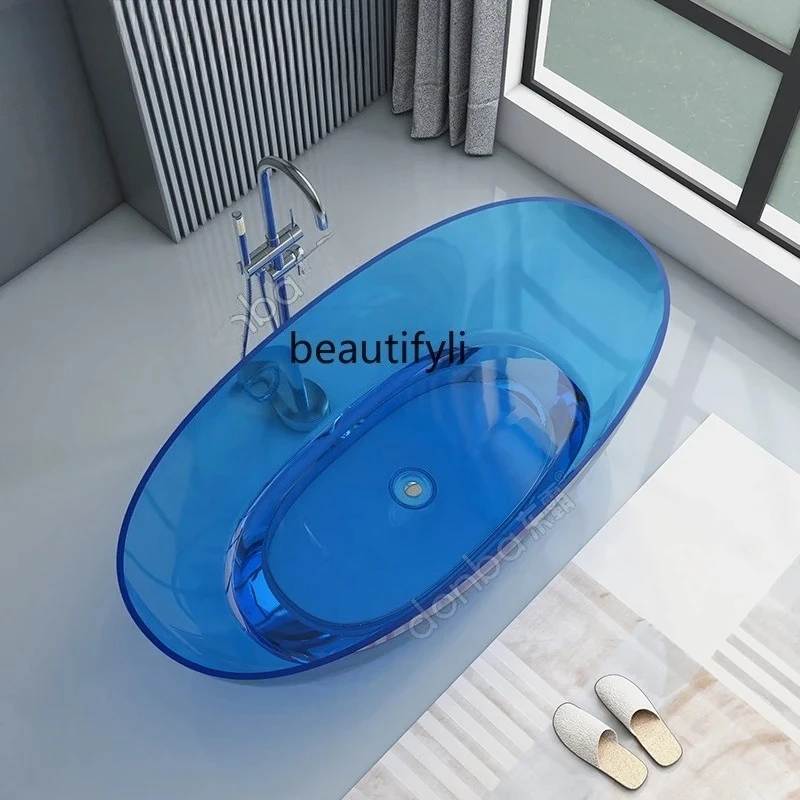 

Transparent bathtub Color resin crystal bathtub Independent integrated oval bed and breakfast bathtub