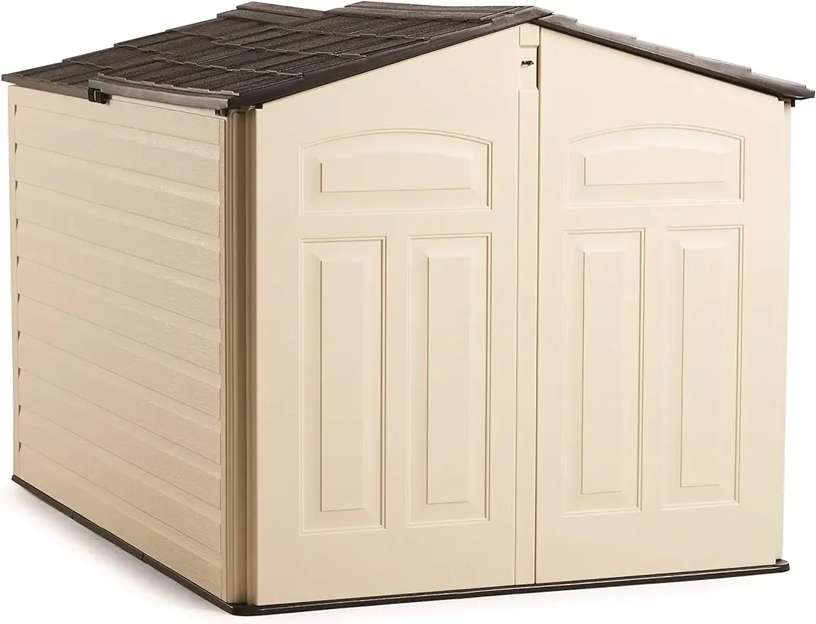 Plastic Outdoor Storage Shed with Unique Rattan Bolt Locking Mechanism and Double Wall Construction