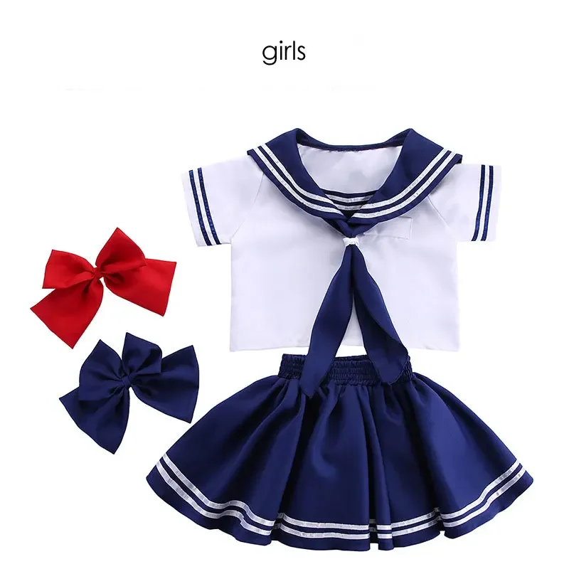 Girls Boys Halloween Party Cosplay Japanese Anime Navy Sailor Costume Uniform Kids Purim Fancy Dress Up Performance Costumes