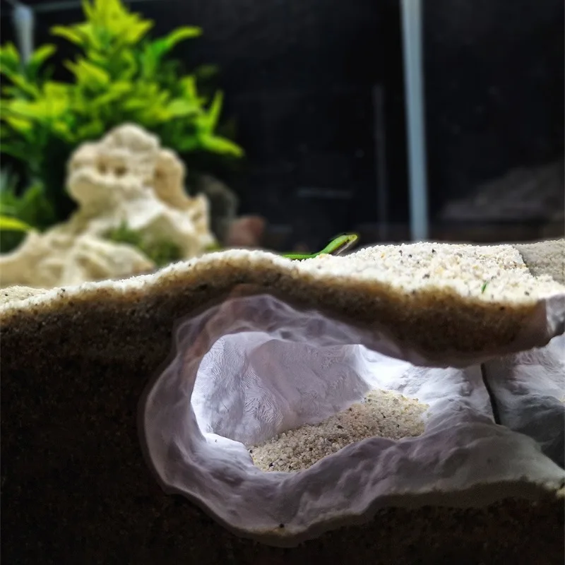 كهف صخري مقلد وإخفاء المنزل - زخرفة المناظر الطبيعية البيئية، مستلزمات الحيوانات الأليفة المائية، ديكور المهاية، ديكورات خزان الأسماك