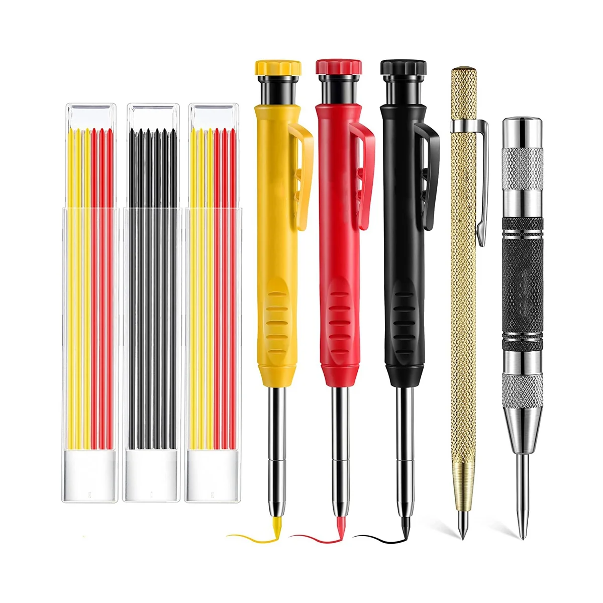 

8 Packs Scriber Marking Tools, Carpenter Pencils Set with Automatic Center Punch, Carbide Scribe Tool