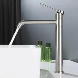 Bathroom Basin Faucet 360 Rotation Stainless Steel Material Single Handle   Cold and Hot Water Mixer