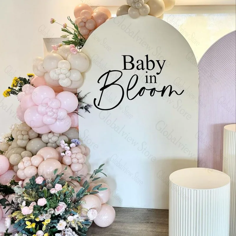 Baby In Bloom Vinyl Sticker Baby Shower Decorations Baby in bloom Backdrop Decal babyshower Party Background Decor