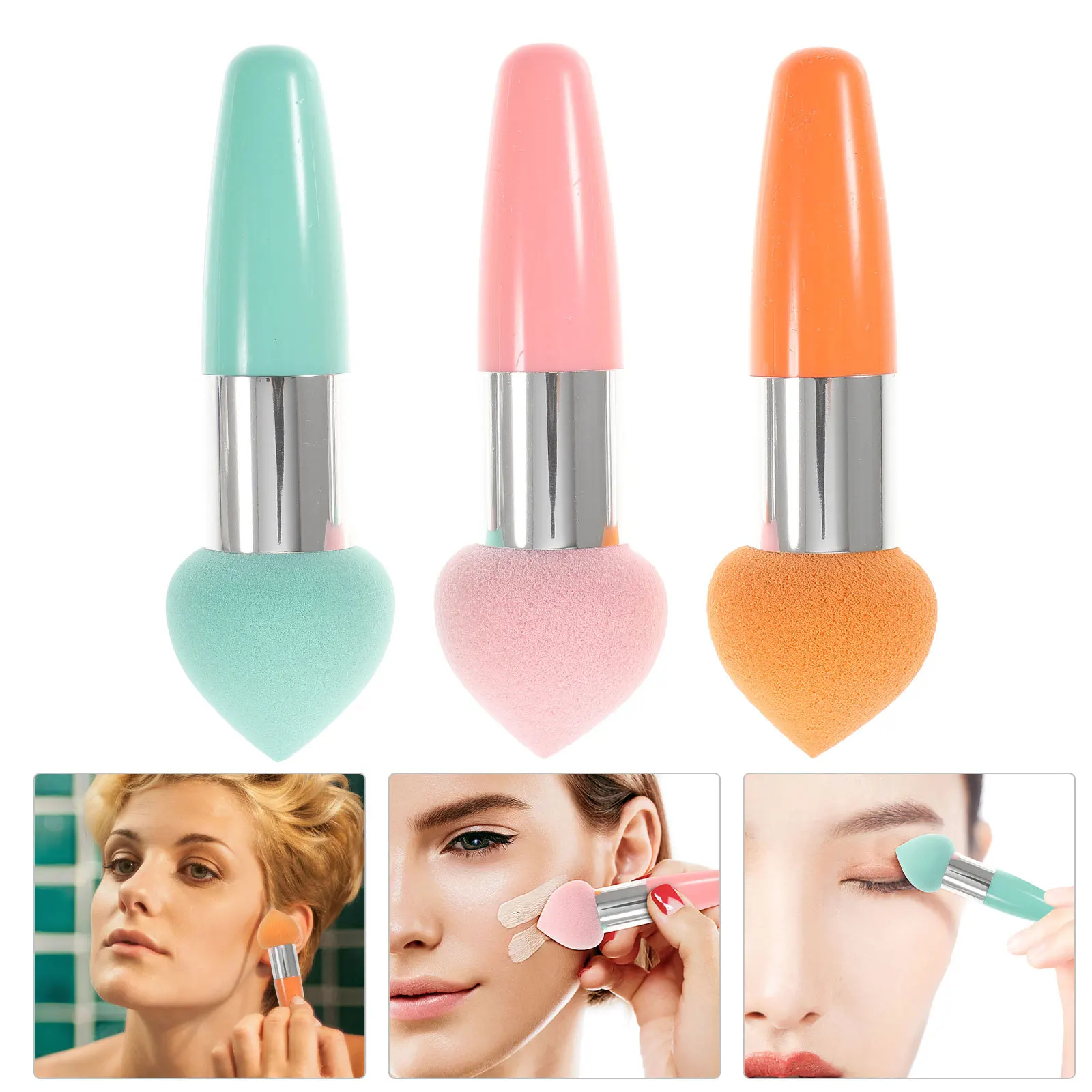 3Pcs Water Droplet Makeup Sponge Set Red Blue Skin Powder Foundation Brushes Essential Tools for Face Eye Application