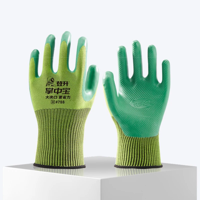 Oil Resistant Gloves Non-Slip Waterproof Breathable Steel Bar Construction Site Handling Chemical Labor Protection Gloves