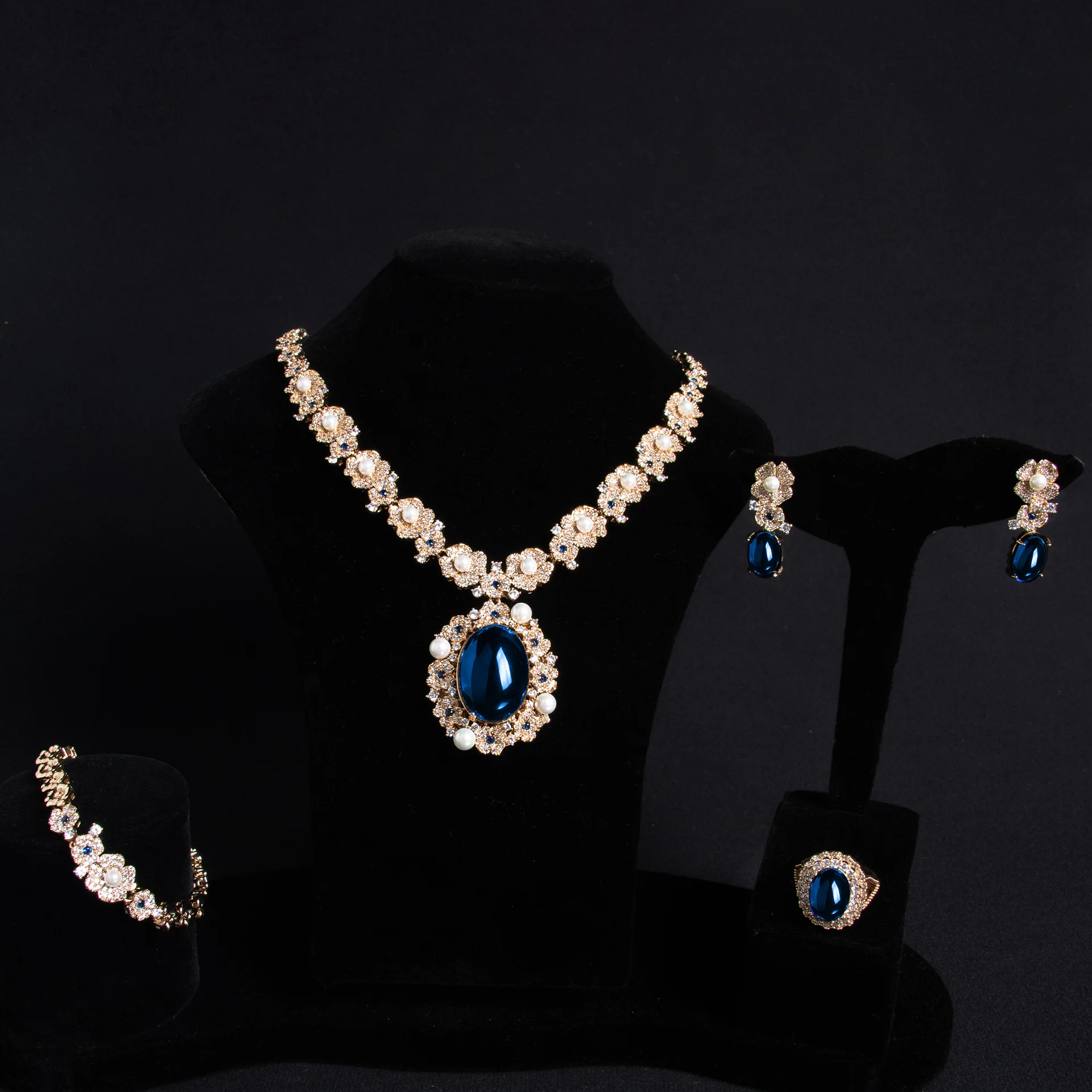 Popping conchiglia fiore perla pendente collana orecchini bracciale anello set donna matrimonio cena festa accessori M-247