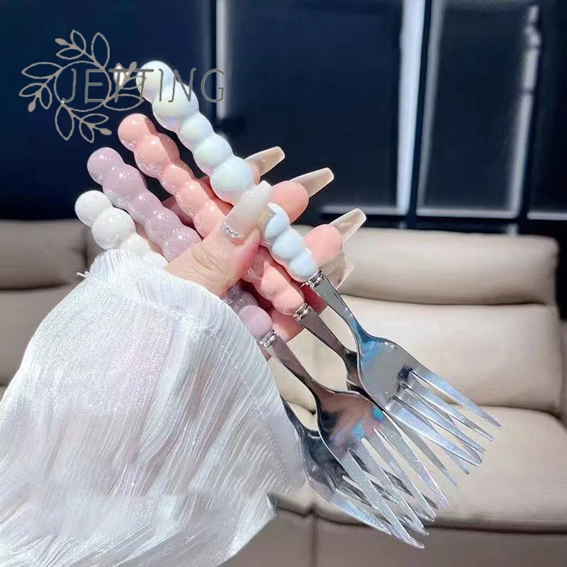 

Hot Pearl Handle Fork For Dessert Household Steak Stainless Steel Fork Salad Fork Dessert Pasta Fork Kitchen Accessories Gadgets