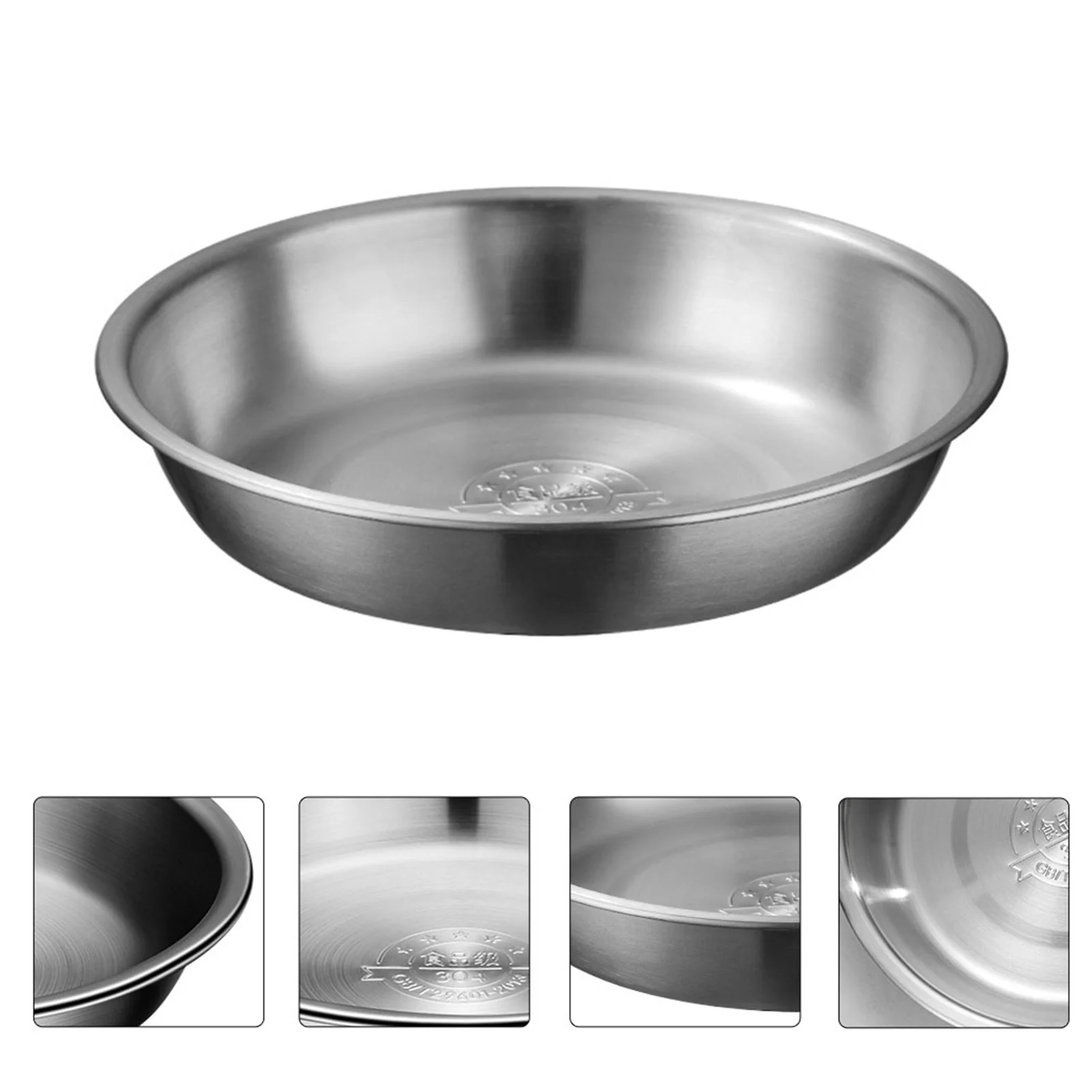 

1Pcs Stainless Steel Soup Basin Thickened Silver Bowl for Home Practical Kitchen Utensil Fruit Washing Steaming Rice