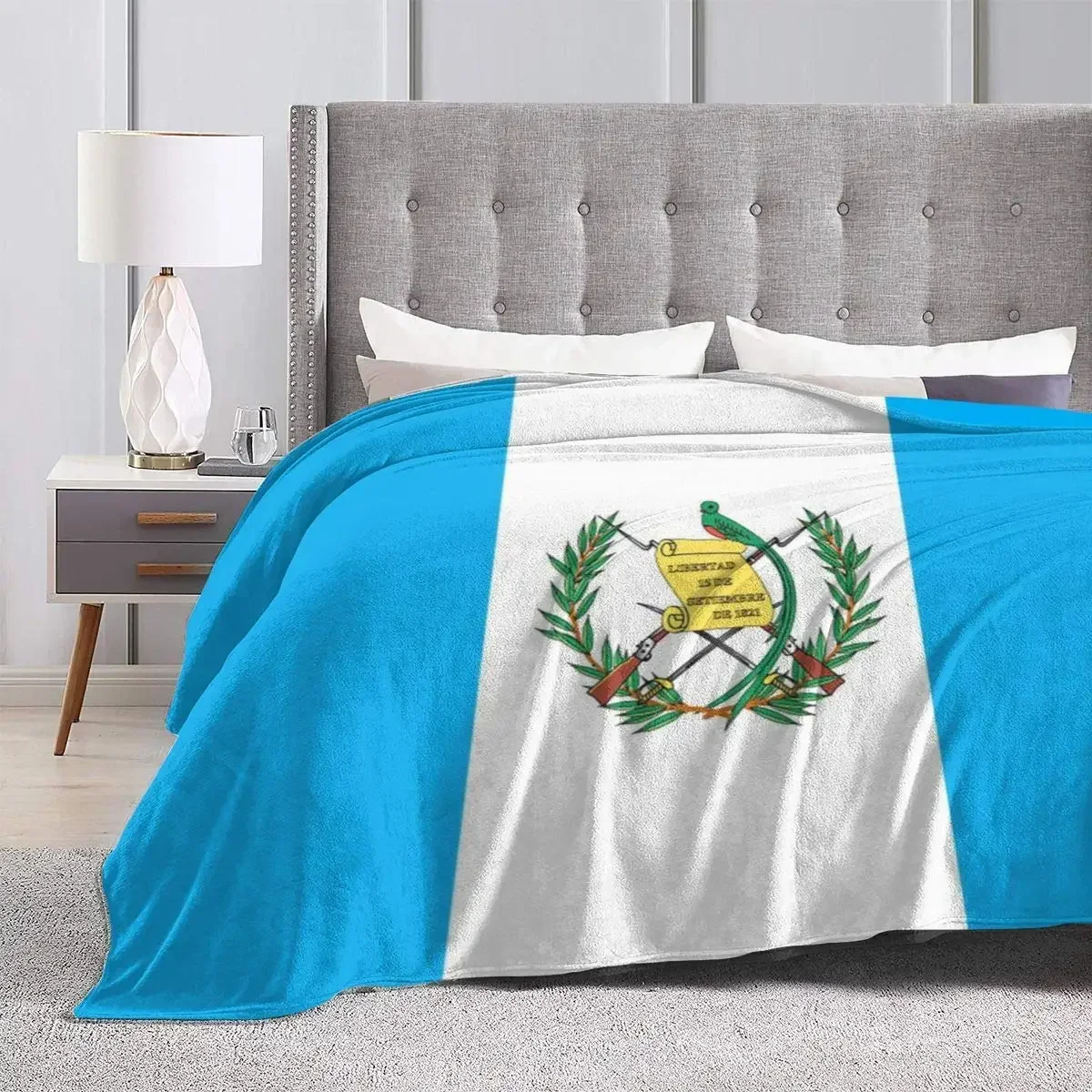 Customization Custom Guatemala Flag Flannel Blanket Throw Lightweight Blanket Super Soft Bed Sofa Warm Blankets