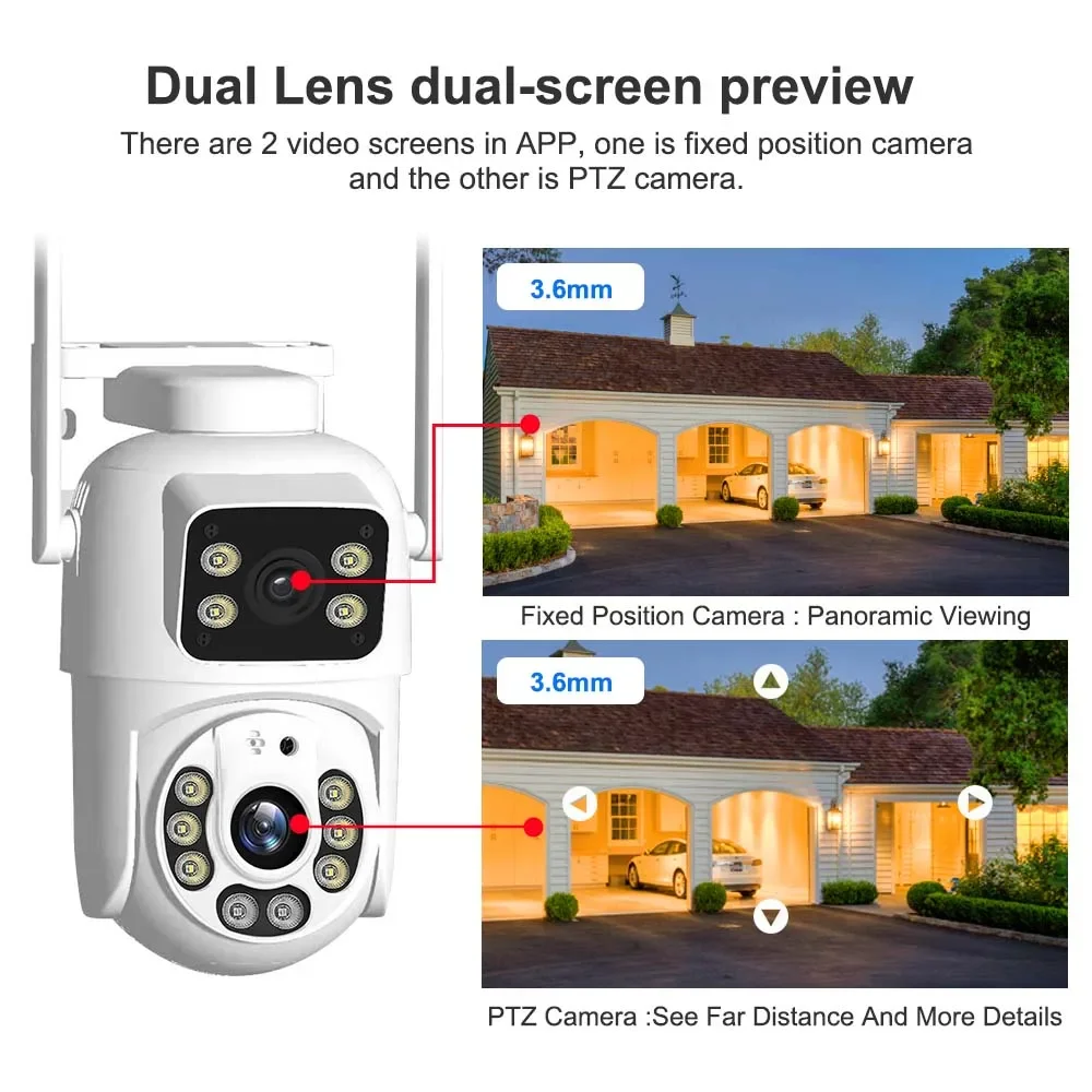 5K 10MP WIFI Camera Dual Lens Dual Screen Auto Tracking Outdoor CCTV PTZ IP Cam Beveiliging Surveillance Hopeway APP